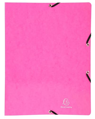 Exacompta - Ref. 54894E – Karton mit 20 Ordnern aus glänzender Karte – mit Gummibändern – 2 runde Ringe 15 mm – Rücken 20 mm – Außenmaße 32 x 25 cm – Format A4 – Rosa von Exacompta