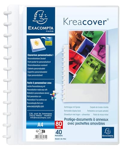 Exacompta 86471E 4er Pack Kunststoff-Sichtmappe Kreacover 40 Fächer Einband aus blickdichtem hartem Polypropylen mit individuell gestaltbarer Hülle DIN A4 ideal für Büro und Schule weiß Exacompta 86471E 4er Pack Kunststoff-Sichtmappe Kreacover 40 Fächer Einband aus blickdichtem hartem Polypropylen mit individuell gestaltbarer Hülle DIN A4 ideal für Büro und Schule weiß von Exacompta
