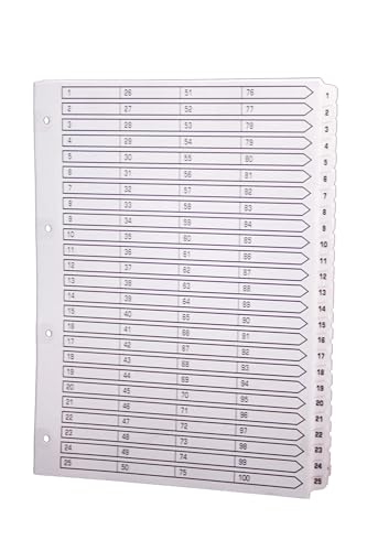 Exacompta - Ref. MWD1-100Z – Karton mit 2 Registern aus weißer Karte 160 g/m² FSC® mit 100 digital bedruckten Registern von 1 bis 100 und laminiert – bedruckbare Indexseite – Format A4 von Exacompta