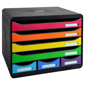 Exacompta Schubladenbox STORE-BOX  rot, orange, gelb, grün, hellblau, violett 307798D, DIN A4+ quer mit 7 Schubladen von Exacompta