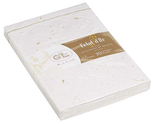 G.Lalo 22500L Umschläge (perfekt für Ihre Einladungen, säurefrei, C6, 16,2 x 11,4 cm, 20 Umschläge, 100 g) weiß mit Blattgold von Lalo