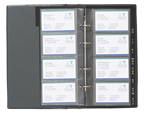 Goldline De Luxe Visitenkarten-Ringbuch PVC A-Z-Index 64 Einschubfächer 272 x 150 mm blau/schwarz von Goldline