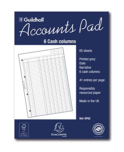 Guildhall Spaltenblock 6 Finanzspalten 41 Zeilen fein liniert 60 Blatt A4 von Guildhall
