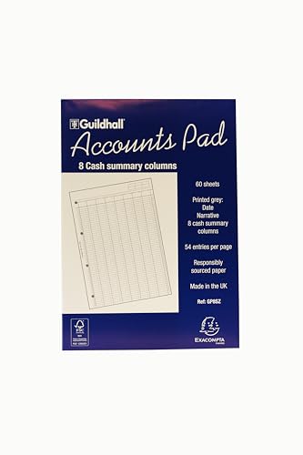 Guildhall Spaltenblock 8 Finanzspalten 54 Zeilen fein liniert 60 Blatt A4 von Guildhall