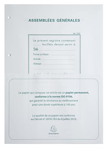 Recharge a4 pour reliures registres - 100 feuillets perforation 4 trous von Exacompta