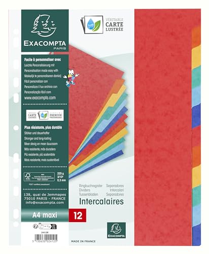 Register NATURE FUTURE Karte Lustree 225 g 12 Positionen – A4 Maxi von Exacompta