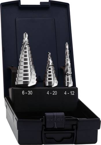 Exact 08004 HSS Stufenbohrer-Set 3teilig 4 - 12 mm, 4 - 20 mm, 6 - 30mm 1/4  (6.3 mm) 1 Set von Exact