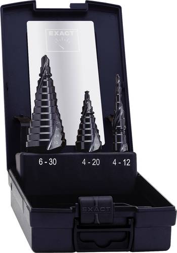 Exact 50071 HSS Stufenbohrer-Set 3teilig 4 - 12 mm, 4 - 20 mm, 6 - 30mm TiAIN 3-Flächenschaft 1 Set Exact 50071 HSS Stufenbohrer-Set 3teilig 4 - 12 mm, 4 - 20 mm, 6 - 30mm TiAIN 3-Flächenschaft 1 Set von Exact