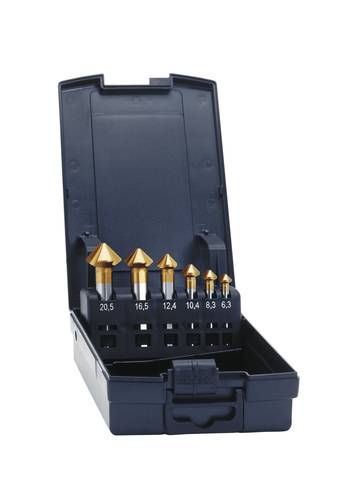 Exact 50232 Kegelsenker-Set 6teilig 6.3 mm, 8.3 mm, 10.4 mm, 12.4 mm, 16.5 mm, 20.5mm HSS TiN Zylind von Exact