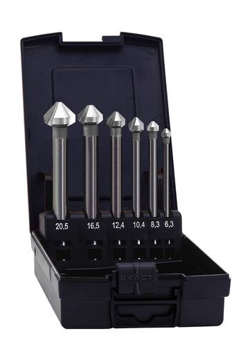 Exact 50727 Kegelsenker-Set 6teilig 6.3 mm, 8.3 mm, 10.4 mm, 12.4 mm, 16.5 mm, 20.5mm HSS Zylindersc von Exact