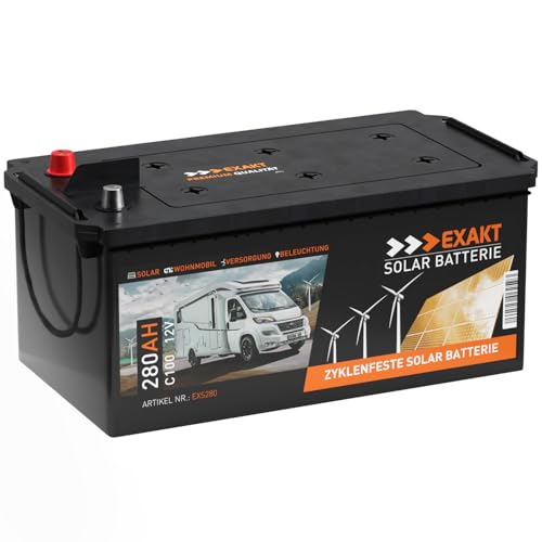 EXAKT Solarbatterie 280Ah 12V Wohnmobil Antrieb Versorgung Boot Mover Photovoltaik Windkraft Batterie (280AH) von Exakt