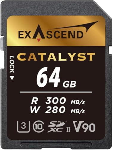 Exascend Catalyst 64 GB SDXC UHS-II V90 Speicherkarte 4K UHD bis zu 280 MB/s Schreibgeschwindigkeiten, UHS-II, Klasse 10, U3, V90 Kamera-Speicherkarte Exascend Catalyst 64 GB SDXC UHS-II V90 Speicherkarte 4K UHD bis zu 280 MB/s Schreibgeschwindigkeiten, UHS-II, Klasse 10, U3, V90 Kamera-Speicherkarte von Exascend
