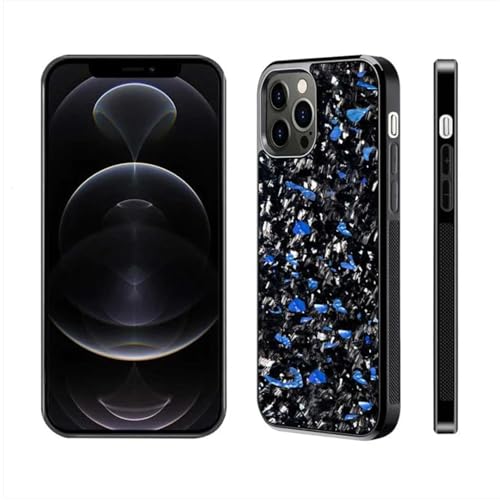 Exawo geschmiedete Carbon Handyhülle Kompatibel mit iPhone, iPhone Pro, iPhone Pro Max, iPhone Plus 16, 15, 14, 13, 12 MagSafe 3-Schutz-Schichten I Slimfit (Saphirblau, iPhone 16 Pro Max) von Exawo