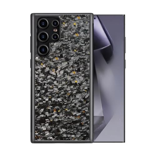 Exawo geschmiedete Carbon Handyhülle Kompatibel mit Samsung Galaxy S20/S21/S22/S23/S24/ FE/Plus/Ultra mit RFID-Schutz, MagSafe, Magcharge, 3-Schutz-Schichten I Slimfit (Gold, S20 FE) von Exawo