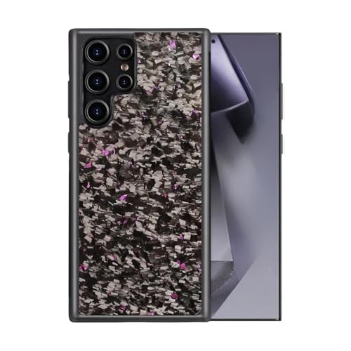 Exawo geschmiedete Carbon Handyhülle Kompatibel mit Samsung Galaxy S20/S21/S22/S23/S24/ FE/Plus/Ultra mit RFID-Schutz, MagSafe, Magcharge, 3-Schutz-Schichten I Slimfit (Lila, S24 Ultra) von Exawo