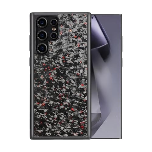 Exawo geschmiedete Carbon Handyhülle Kompatibel mit Samsung Galaxy S20/S21/S22/S23/S24/ FE/Plus/Ultra mit RFID-Schutz, MagSafe, Magcharge, 3-Schutz-Schichten I Slimfit (Rot, S22 Plus) von Exawo