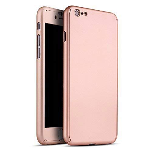 Excellentas 360 Full-Cover Hülle mit Panzerglas kompatibel mit iPhone 6 Plus, 6s Plus Schutzhülle Cover Case Schutz-Folie Glasprotector in Rose von Excellentas