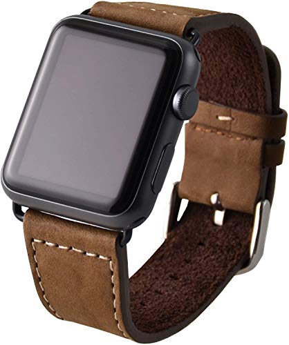 Excellentas Lederarmband Uhrenarmband Leder Armband Band kompatibel mit Apple Watch 40/38 mm Serie 1, 2, 3, 4, 5 Edition Basic Sport in braun Wildleder Smartwatch Ersatzarmband von Excellentas