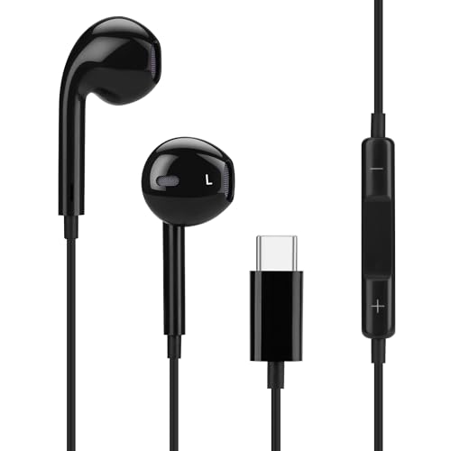 USB C In Ear Kopfhörer Ohrhörer Headset Mirkofon kompatibel mit Typ C iPhone 15 Plus Pro Max Samsung Galaxy Z Flip 5 Z Fold 5 S23 Ultra S22 S21 S20 10 Huawei Mate Xiaomi von Excellentas