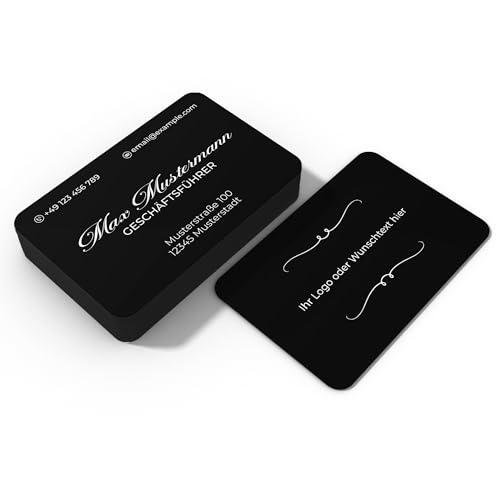 Premium Aluminium-Visitenkarten personalisiert (85x55mm), 0,2/0,4/0,8mm Dicke, hochwertige Gravur, hohe Qualität, selbst gestalten für Business, Unternehmen, Startup (Timeless Elegance, 0,4mm) von Exclusa