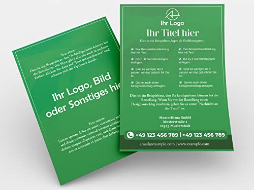 Premium Flyer selbst gestalten: Hochwertige Druckqualität in A6, A5 & A4 auf Papier: Werbemittel mit Wunschdesign - Wähle Texte, Bilder & Logo für Werbung personalisiert (Feathered Flair) (Grün) von Exclusa