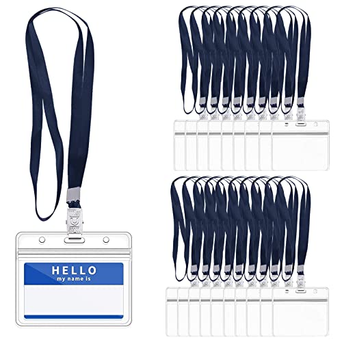 Badge Card Holder, 20pcs Kunststoff klar Kartenhalter mit Lanyard, Horizontal Name Badge Holder für Frauen Männer Badge Card Holder, 20pcs Kunststoff klar Kartenhalter mit Lanyard, Horizontal Name Badge Holder für Frauen Männer von ExeQianming