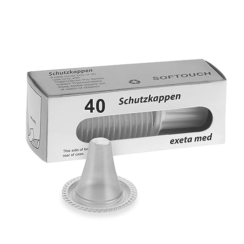 Exeta Schutzkappen geeignet für Braun Thermoscan 40 Stück I BPA-freie Fieberthermometer Ohr Aufsätze mit extra dünner Membran & Trommelfell-Schutz I Thermometer Schutzkappe für Erwachsene & Kinder Exeta Schutzkappen geeignet für Braun Thermoscan 40 Stück I BPA-freie Fieberthermometer Ohr Aufsätze mit extra dünner Membran & Trommelfell-Schutz I Thermometer Schutzkappe für Erwachsene & Kinder von Exeta