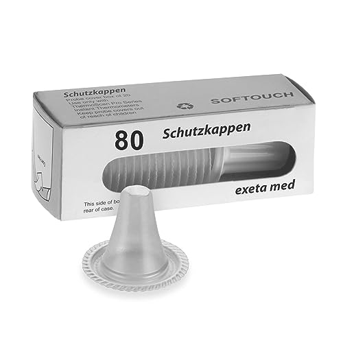 Exeta Schutzkappen geeignet für Braun Thermoscan 80 Stück I BPA-freie Fieberthermometer Ohr Aufsätze mit extra dünner Membran & Trommelfell-Schutz I Thermometer Schutzkappe für Erwachsene & Kinder Exeta Schutzkappen geeignet für Braun Thermoscan 80 Stück I BPA-freie Fieberthermometer Ohr Aufsätze mit extra dünner Membran & Trommelfell-Schutz I Thermometer Schutzkappe für Erwachsene & Kinder von Exeta