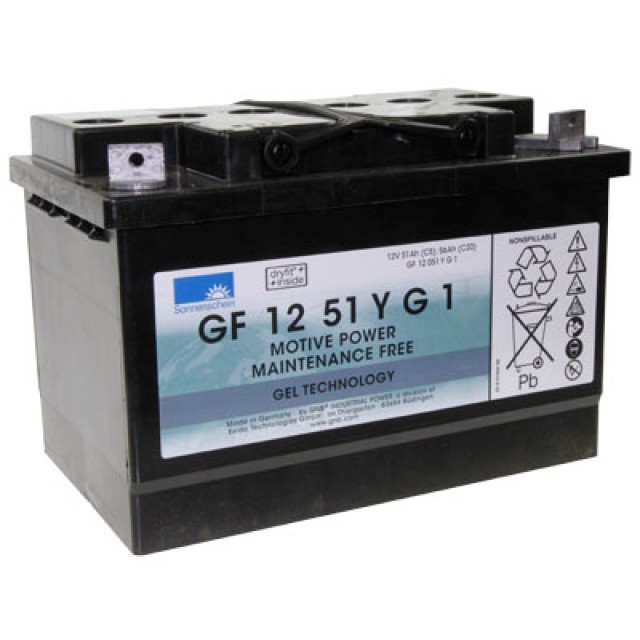 Exide Dryfit GF 12 051 Y G1 Blei Akku mit M6 Schraubanschluss 12V, 51000mAh von Exide