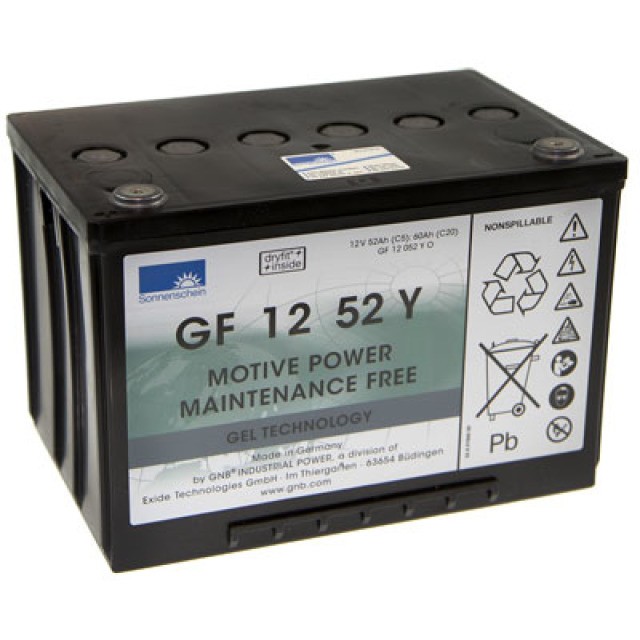 Exide Dryfit GF 12 052 Y O Blei Akku mit M6 Schraubanschluss 12V, 52700mAh von Exide