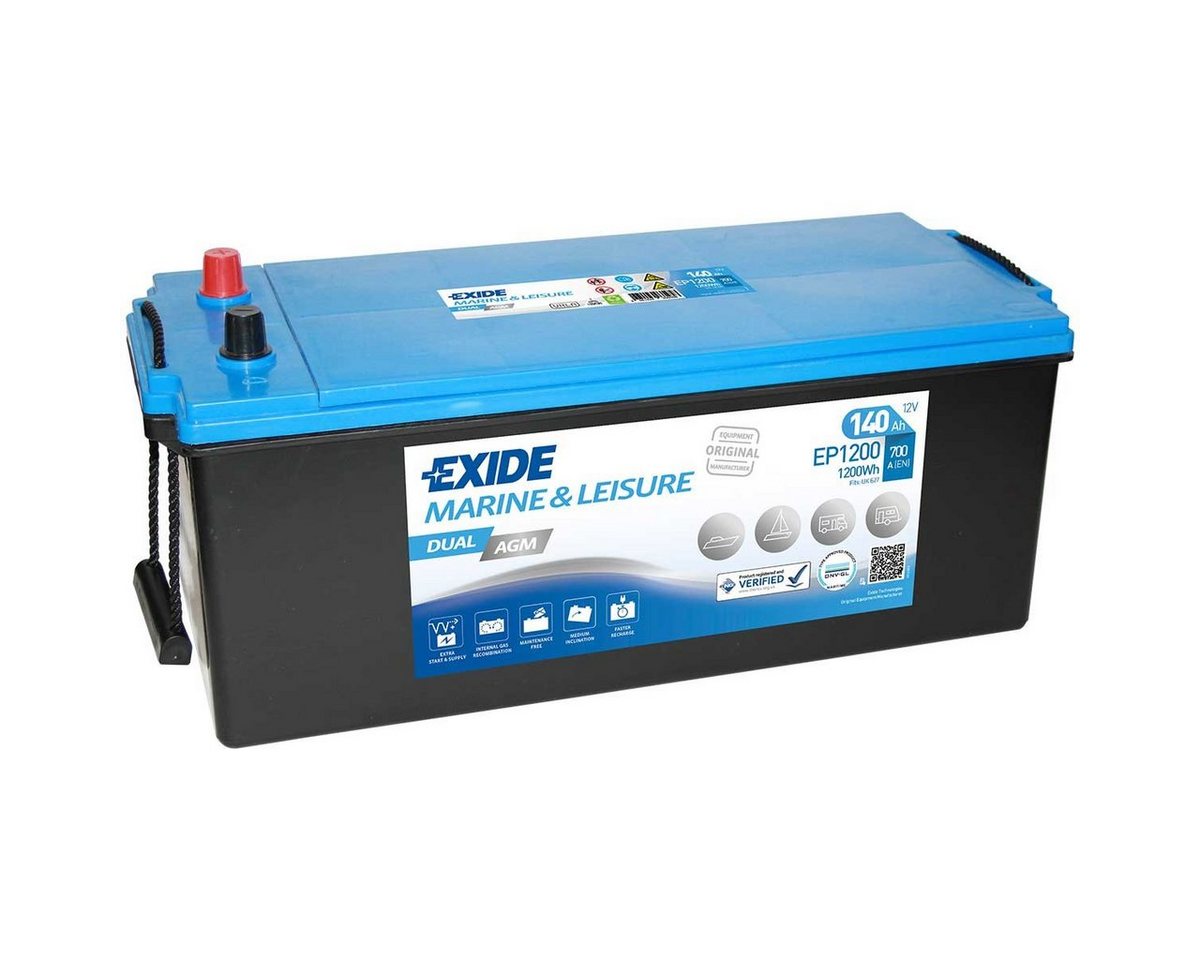 Exide Exide EP1200 DUAL AGM 12V 140Ah Marine & Leisure Batterie Batterie, (12 V V) von Exide