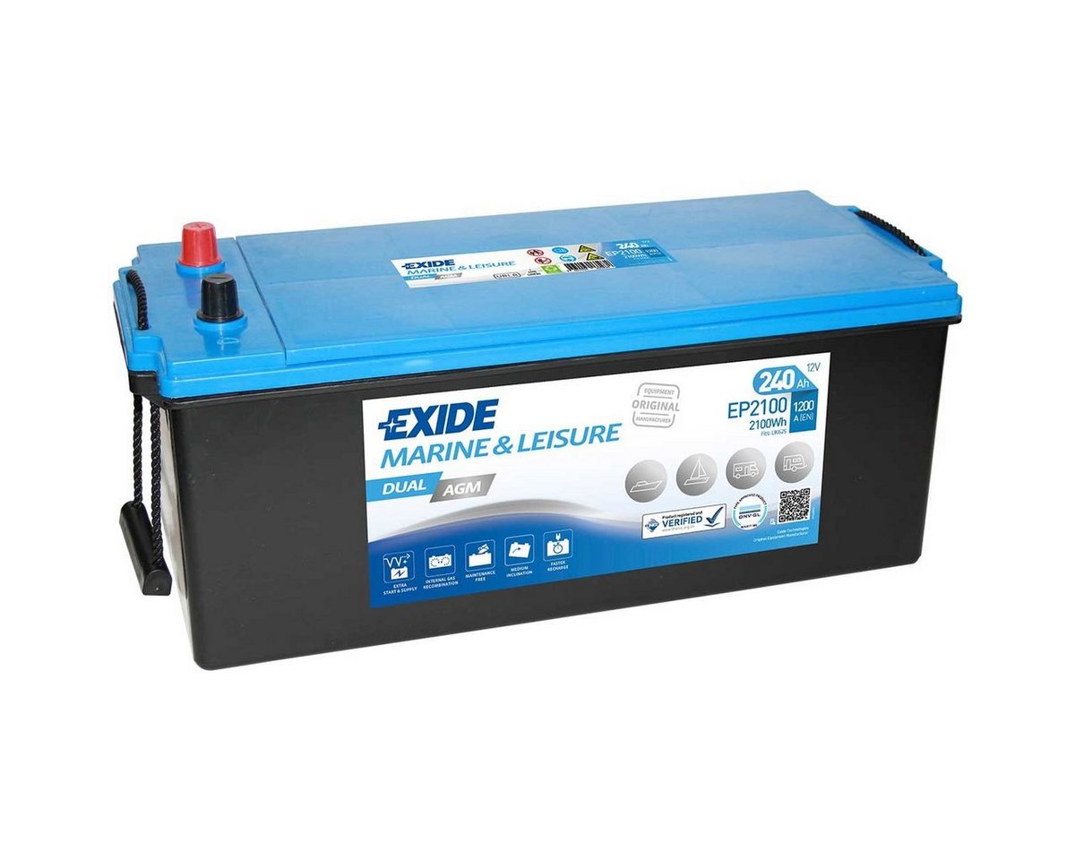 Exide Exide EP2100 DUAL AGM 12V 240Ah Marine & Leisure Batterie Batterie, (12 V V) von Exide