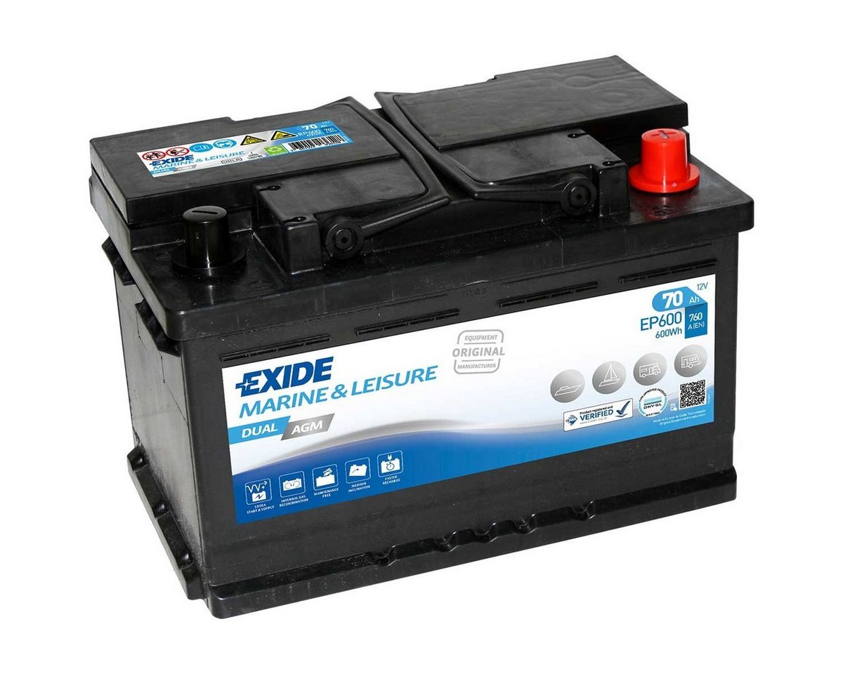 Exide Exide EP600 DUAL AGM 12V 70Ah Marine & Leisure Batterie Batterie, (12 V V) von Exide