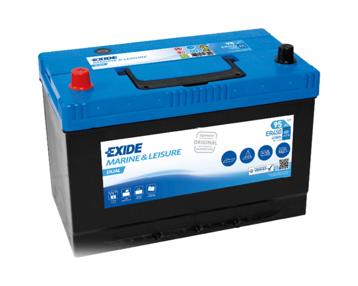Exide Exide ER450 DUAL 12V 95Ah Versorgungsbatterie für Wohnmobil und Boot Batterie, (12 V V) von Exide