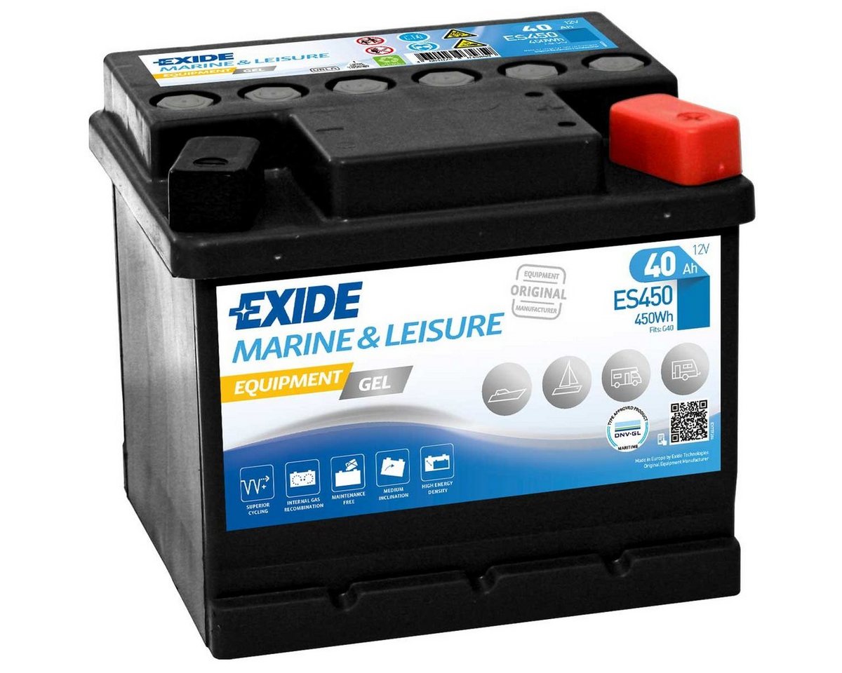 Exide Exide ES450 Gel Batterie 40Ah 12V Marine G40 Boot Wohnmobil Solar WoMo Batterie, (12 V V) von Exide