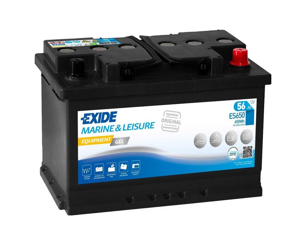 Exide Exide ES650 Gel Batterie 56Ah 12V Marine Multifit G60 Boot Wohnmobil Batterie, (12 V V) von Exide