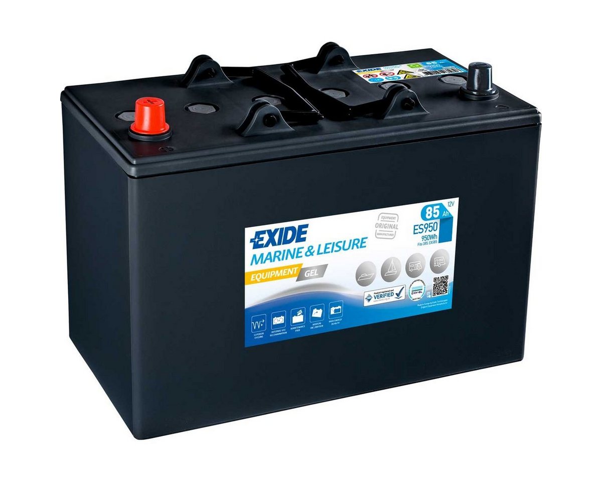 Exide Exide ES950 Gel Batterie 85Ah 12V Marine Multifit G85 Boot Wohnmobil Batterie, (12 V V) von Exide