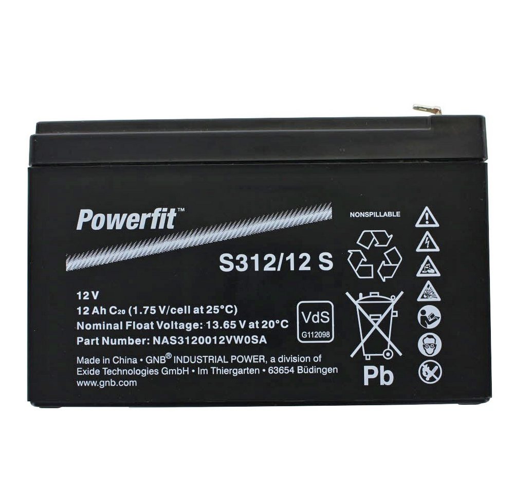 Exide Exide Powerfit S312/12 S Blei Akku 12 Volt Anschluss 4,8mm Akku 12000 mAh (12,0 V) von Exide