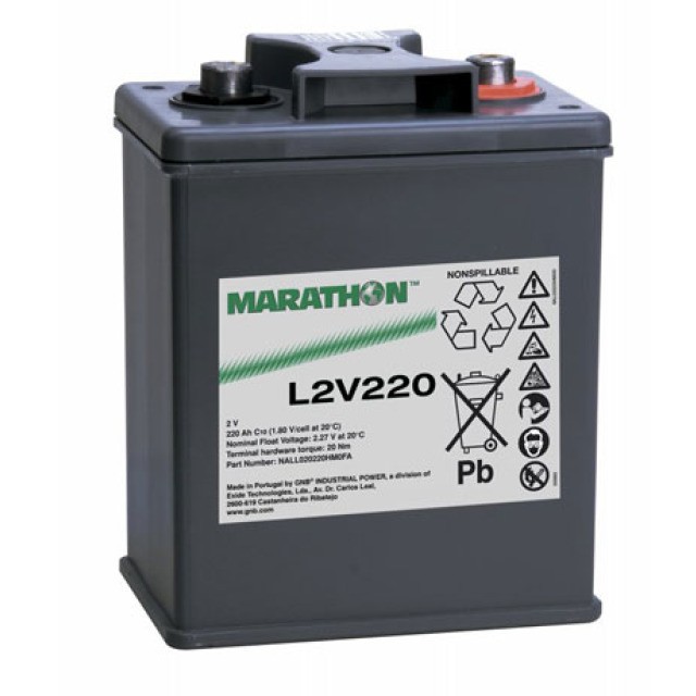 Exide Marathon L2V220 Blei Akku mit M8 Schraubanschluss 2V, 220000mAh von Exide