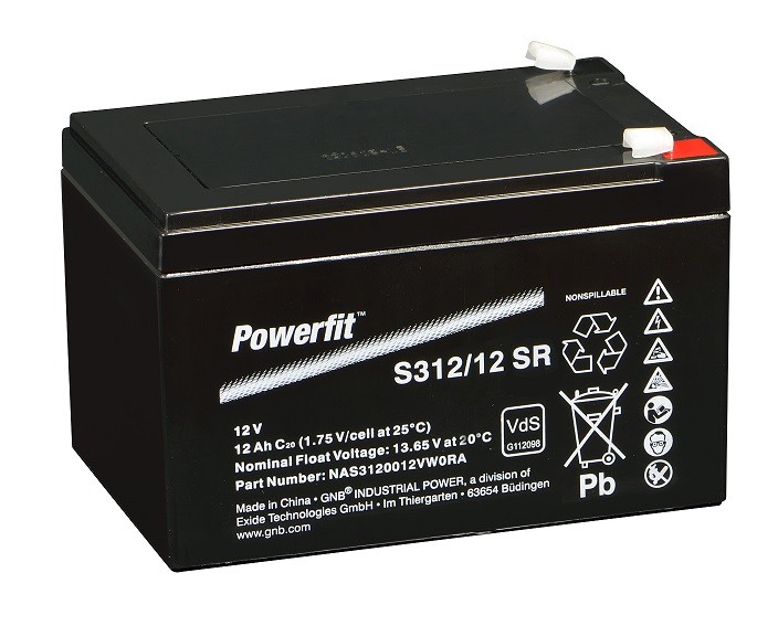 Exide Powerfit S312/12 SR Blei Akku mit Faston 6,3 mm 12V, 12000mAh von Exide