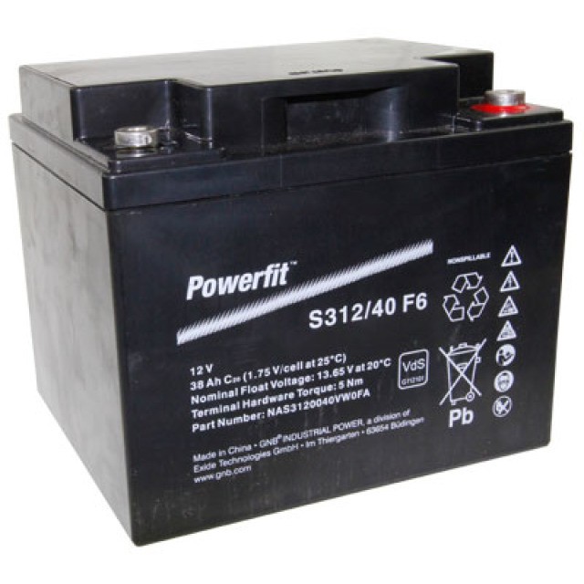 Exide Powerfit S312/40 F6 Blei Akku mit M6 Schraubanschluss 12V, 38000mAh von Exide