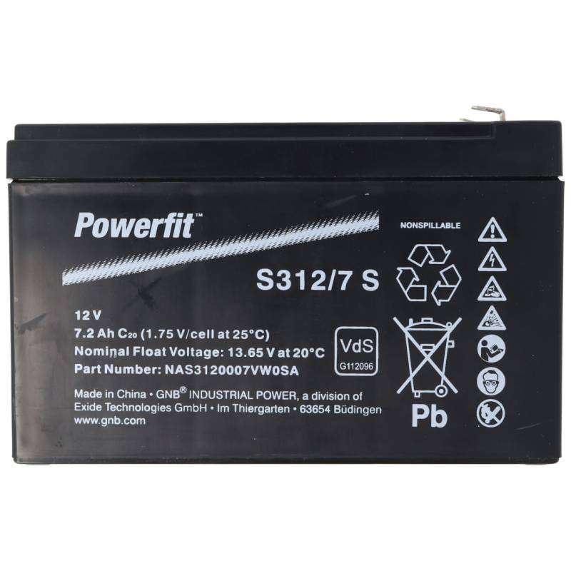 Exide Powerfit S312/7 SR PB Blei Akku 12 Volt 7200mAh mit Faston 6,3 mm Kontakten von Exide