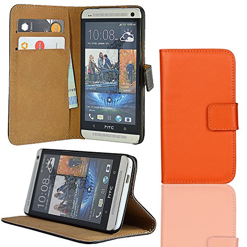 EximMobile Brieftasche Handytasche Flip Case Etui für HTC One (M8) Orange von Eximmobile