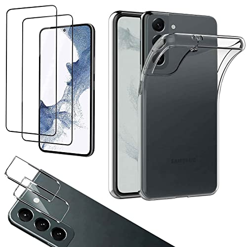 Eximmobile - 5in1 Set - Silikon Hülle mit 2 Stück Panzerfolie und 2 Stück Kamera-Schutzglas kompatibel mit Samsung Galaxy S10 Silikon Case dünne Hülle transparente Handytasche Pad für Kordel von Eximmobile