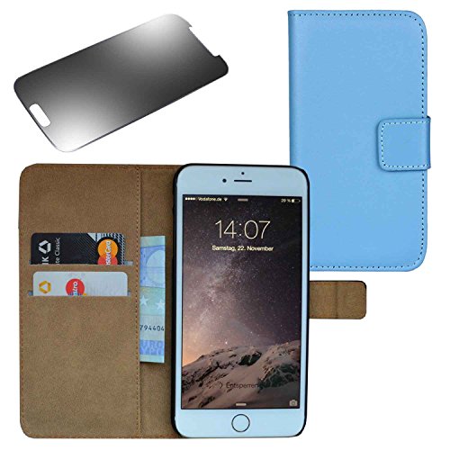 Eximmobile Premium - Book Style Case Handytasche für Apple iPhone 6 / 6S blau + Panzerfolie von Eximmobile