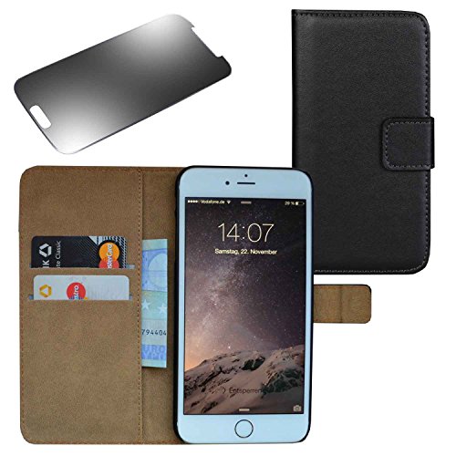 Eximmobile Premium - Book Style Case Handytasche für Apple iPhone 7 schwarz + Panzerfolie von Eximmobile