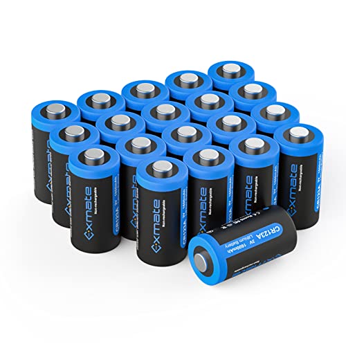 Exmate 20er Pack CR123A 3V Lithium Batterie,1600mAh CR17345 Einwegbatterie Batterien geeignet für Kameras, Alarmanlagen, Taschenlampen von Exmate