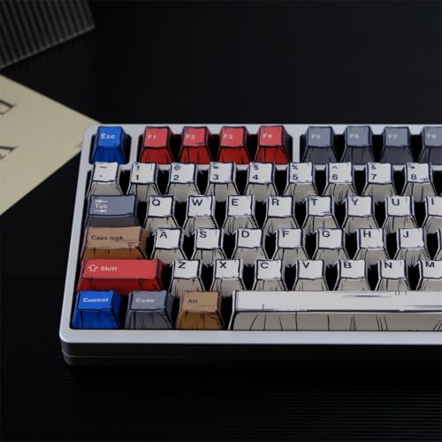 Tastenkappen im Comic-Stil, minimalistisches Japanisches Manga-Thema, PBT-Tastenkappen mit Cherry-Profil für benutzerdefinierte mechanische Tastaturen(Mixed Lights,Full Size Set) von ExotiCore