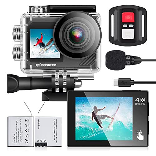 Exprotrek Action Cam,4K 30fps Ultra HD, 30m 100Fuß wasserdichte Unterwasserkamera, WiFi, 70°-170° Ultraweitwinkel, Fernbedienung, 2 Akku und Helmzubehör-Kit Exprotrek Action Cam,4K 30fps Ultra HD, 30m 100Fuß wasserdichte Unterwasserkamera, WiFi, 70°-170° Ultraweitwinkel, Fernbedienung, 2 Akku und Helmzubehör-Kit von Exprotrek