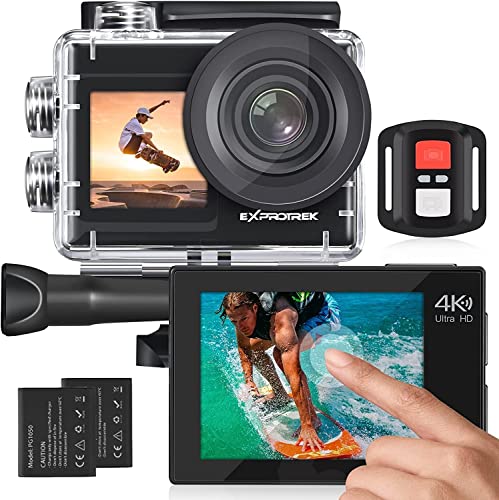 Exprotrek Action Cam 4K Unterwasserkamera Wasserdicht 40M Ultra HD 20MP Kamera 170 ° Ultra-Weitwinkel WiFi Camcorder EIS Stabilisierung mit Dual 1350 mAh Akku von Exprotrek